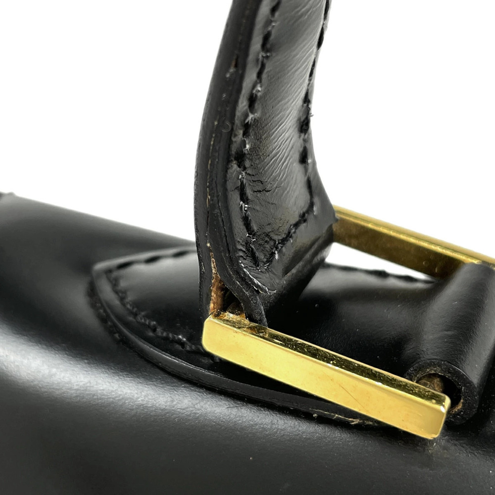 Celine Carriage Handbag Shoulder Bag Logo Leather Black - Picture 4 of 7